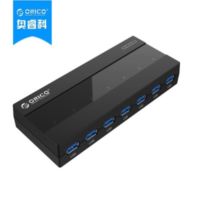 奥睿科 Orico H727RK-U3-V1-BK 多口有源 USB3.0*10 12V3A 100CM （黑） 集线器