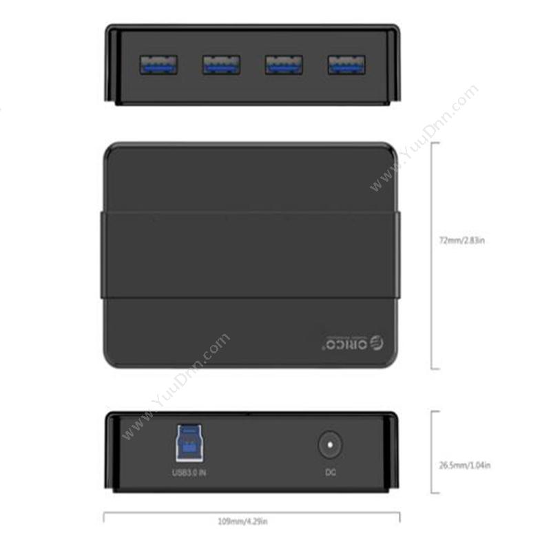 奥睿科 Orico H4928-U3-V1-BK 多口有源 USB3.0*7 12V2.5A 100CM （黑） 集线器