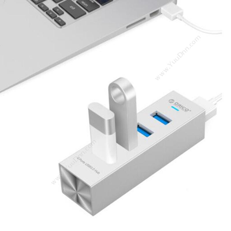 奥睿科 Orico ASH4-U3-SV 全铝HUB USB3.0*4 50/100cm 亚光银色 集线器