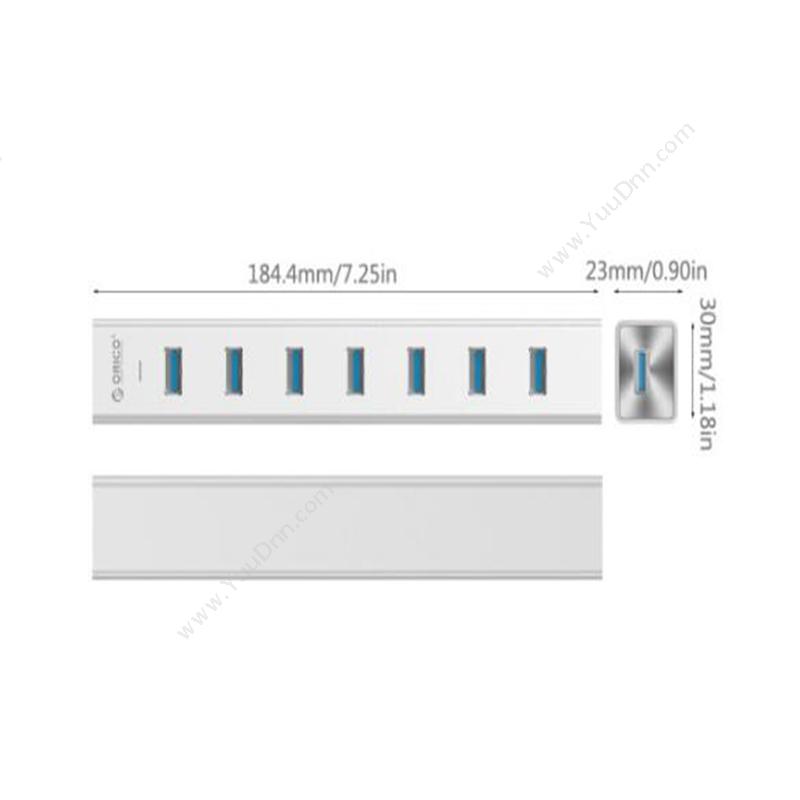 奥睿科 Orico H7013-U3-SV 全铝HUB USB3.0*7 100CM 亚光银色 集线器