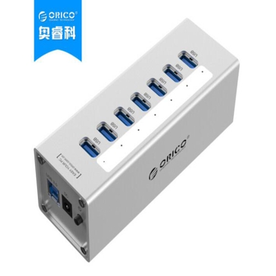 奥睿科 Orico A3H7-V1-SV 全铝HUB USB3.0*7 12V2.5A 100CM 亚光银色 集线器