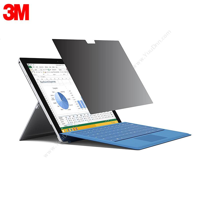 3M PFTMS001 防窥片 适用于surface pro3/4 /5（黑）  屏幕信息正面清晰可见，侧面一片(黑）看不到 电脑防窥膜