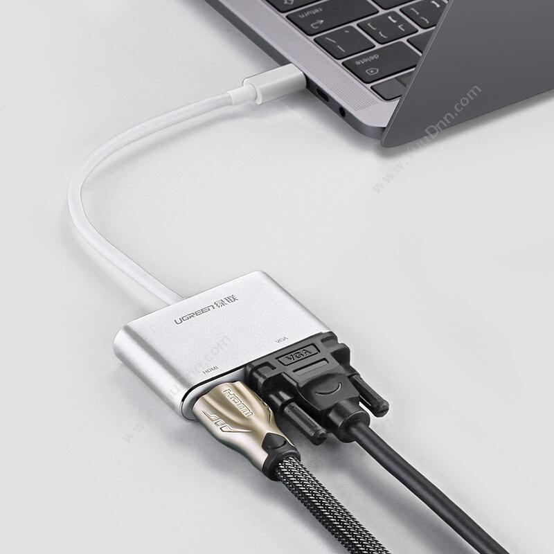 绿联 Ugreen 50317 Type-C扩展坞USB-C转HDMI/VGA转接  银色  适用Mate20苹果MacBook/iPad Pro 转换器