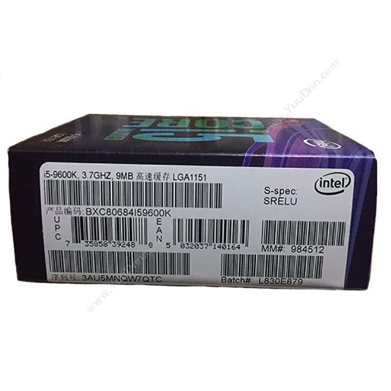 英特尔 Intel i5-9600k 盒装处理器 六核（黑） CPU