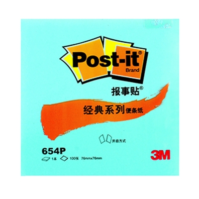 3M 654P-BG 经典系列便条纸 3*3 粉彩蓝绿色 报事贴