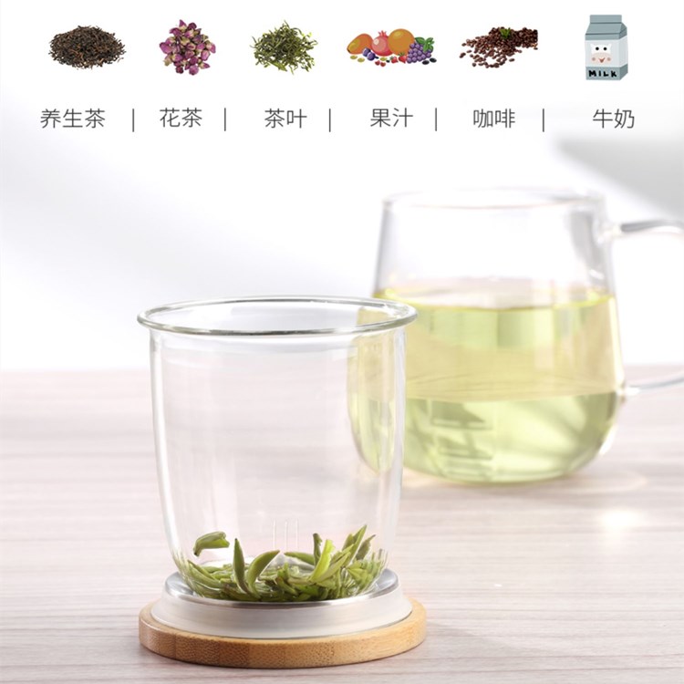 尚明 SAMA DOYO 尚明玻璃茶杯过滤带把泡茶办公室绿茶花茶杯S024A（500ml） 玻璃杯/套装