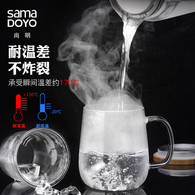 尚明 SAMA DOYO 尚明玻璃茶杯过滤带把泡茶办公室绿茶花茶杯S024A（500ml） 玻璃杯/套装