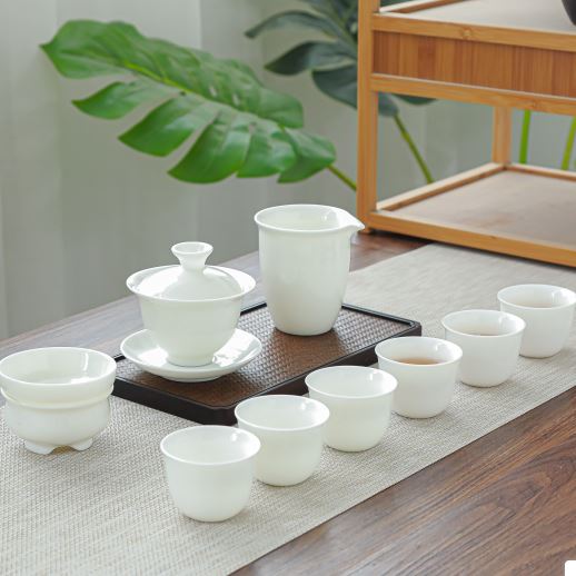 拓牌 拓牌茶具10头亮光羊脂玉瓷（盖碗） 陶瓷茶具