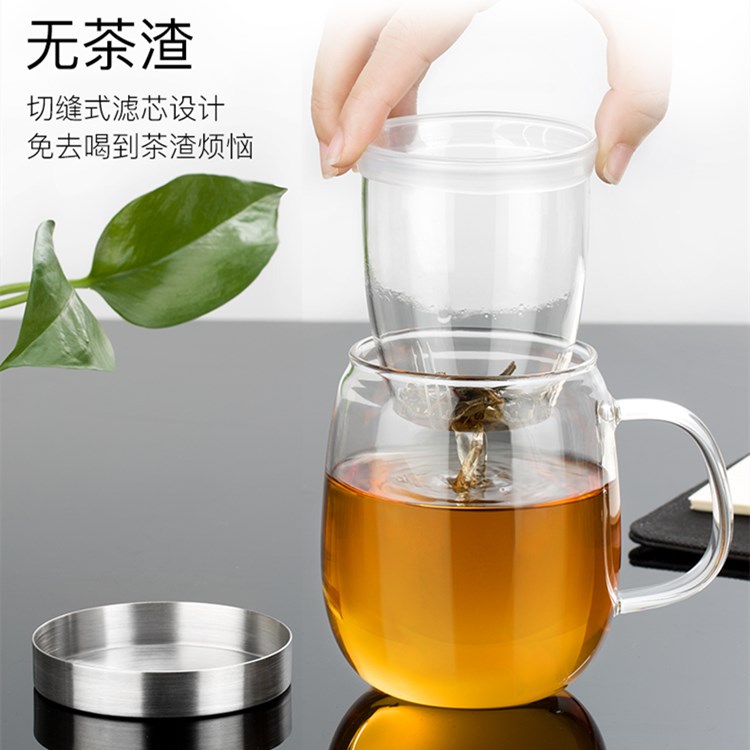 尚明 SAMA DOYO 尚明玻璃茶杯过滤带把泡茶办公室绿茶花茶杯S016B（500ml） 玻璃杯/套装