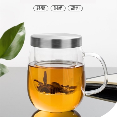 尚明 SAMA DOYO 尚明玻璃茶杯过滤带把泡茶办公室绿茶花茶杯S016B（500ml） 玻璃杯/套装