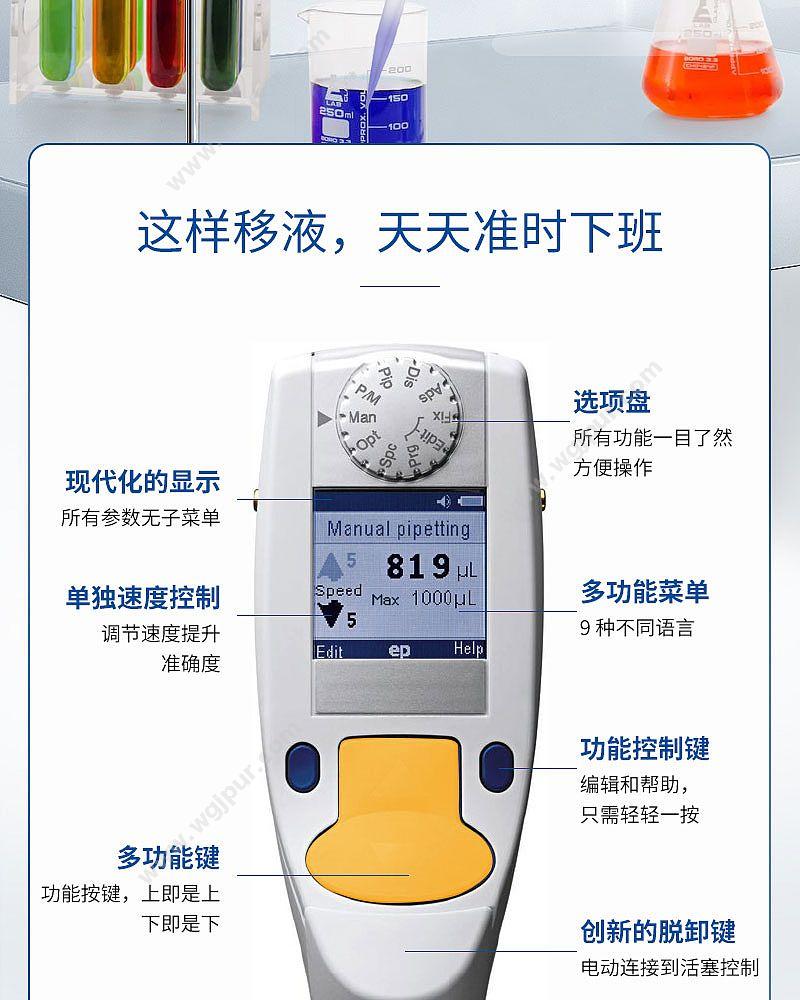 艾本德 Eppendorf Xplorer电动移液器 8道 4861000120 移液吸头