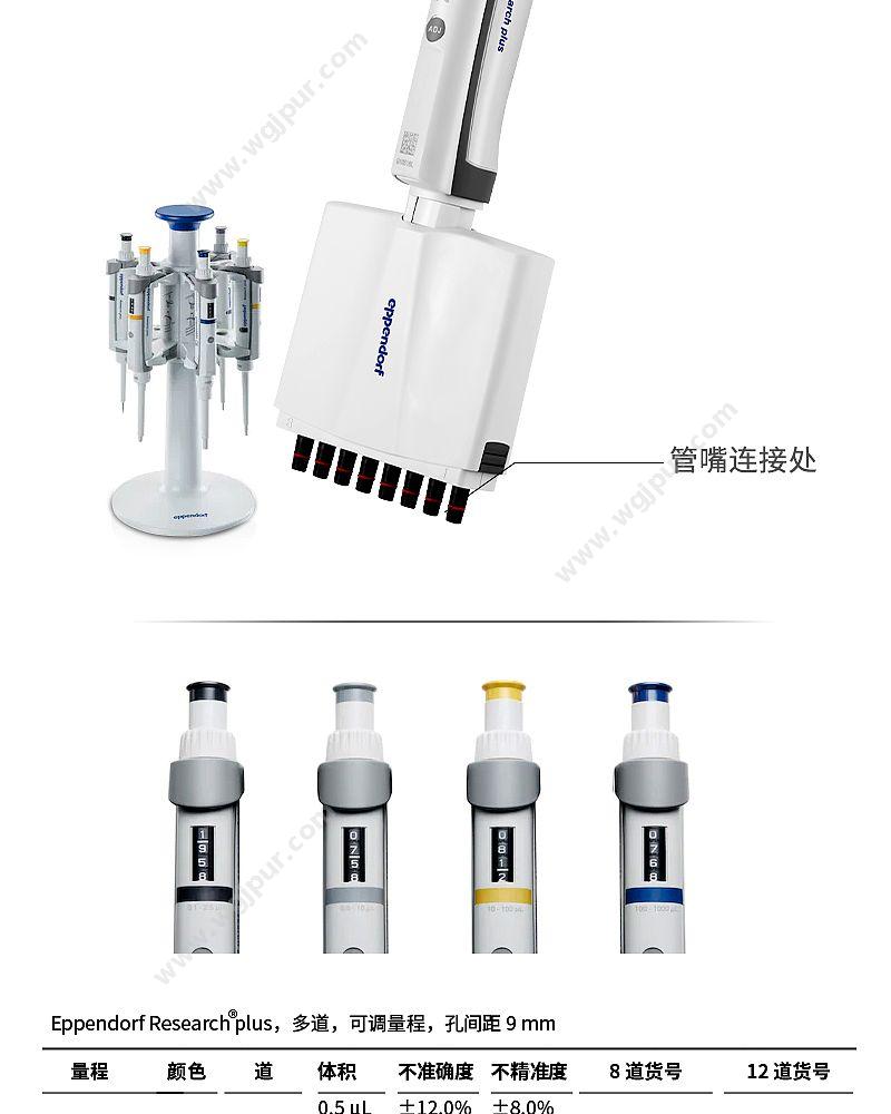 艾本德 Eppendorf basic 八道移液器 10–100 µL 含吸头 3125000036 移液器