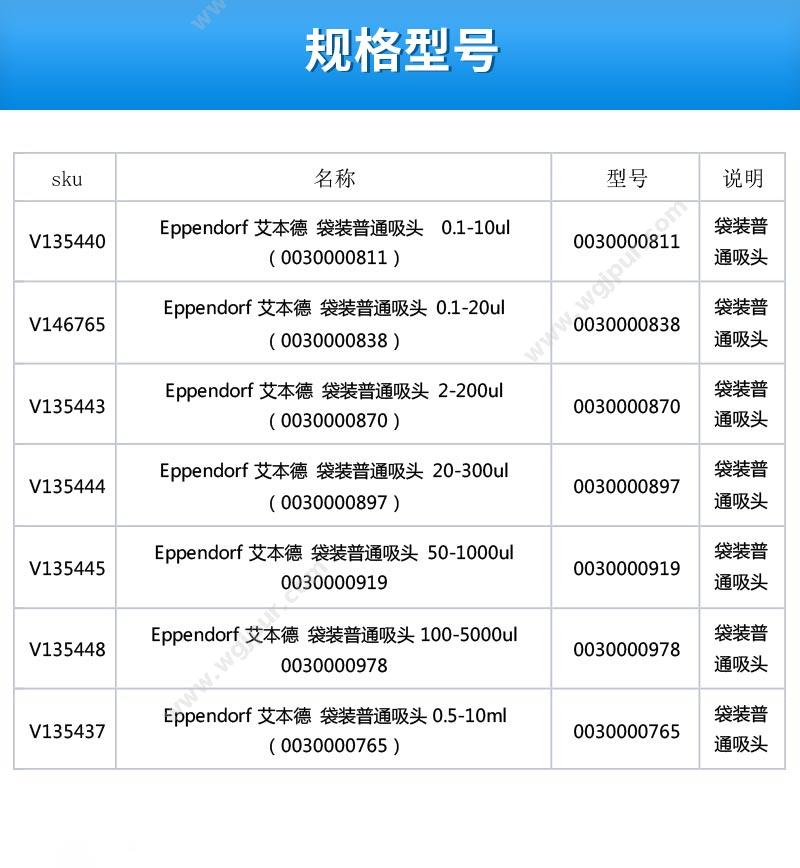 艾本德 Eppendorf 袋装普通吸头 0.5-10ml (2 × 100 个)0030000765 移液吸头