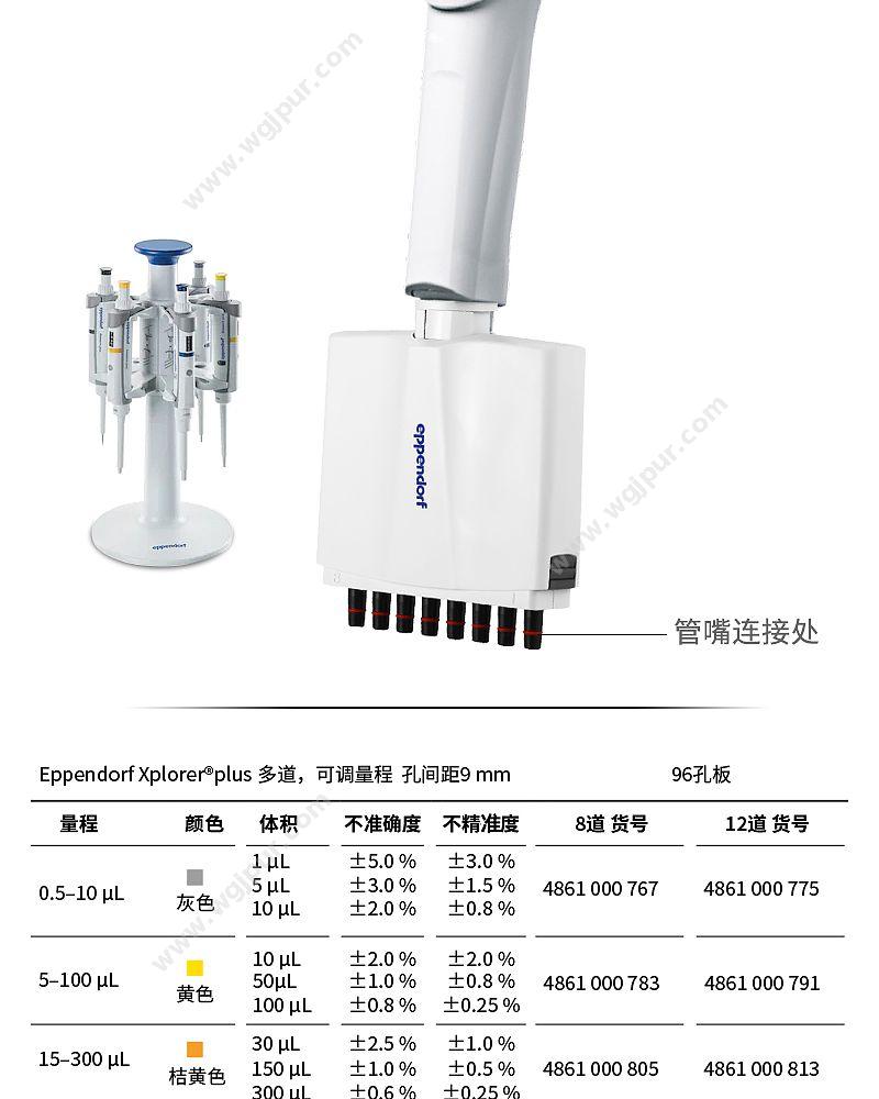 艾本德 Eppendorf Xplorer电动移液器 8道 4861000120 移液吸头