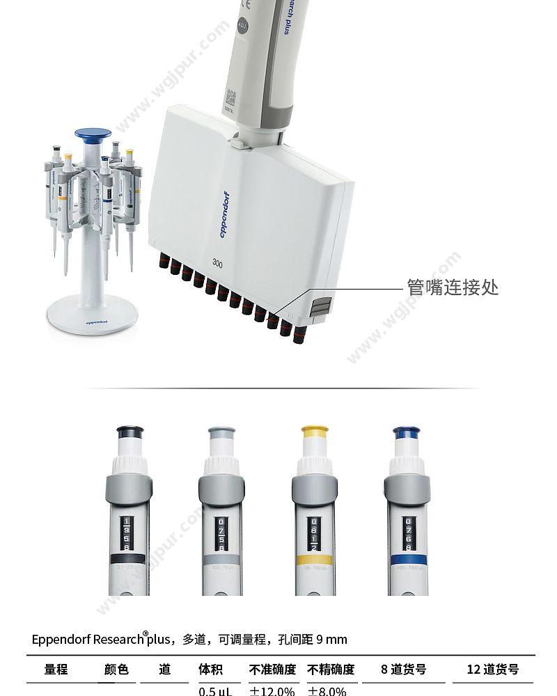 艾本德 Eppendorf basic 12道移液器 30–300µl 含吸头 3125000060 移液器