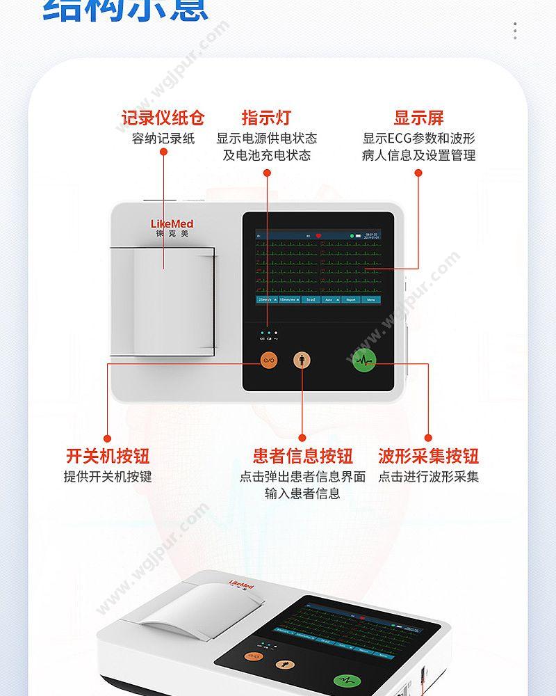 徕克美 LikeMed 数字式多道心电图机 嵩山系列 E10（三道） 心电图机